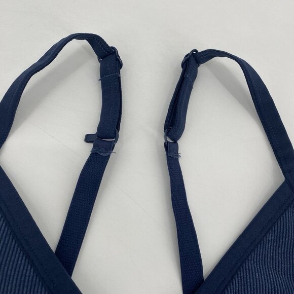 SPANX Seamless Soft Stretch Sports Bra Size M Midnight Navy Blue Ribbed - Picture 5 of 6